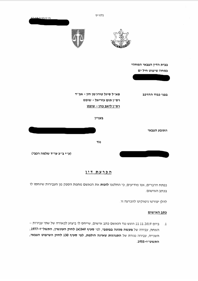 זיכוי הטרדה מינית